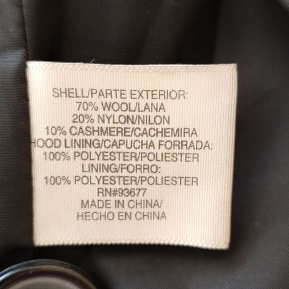 St John's Bay Black Wool And Cashmere Hooded Zip-Up Coat. Size Petite XL - Picture 5 of 5